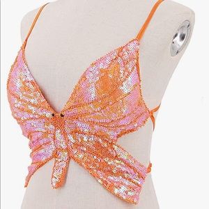 Y2K Sequined butterfly top